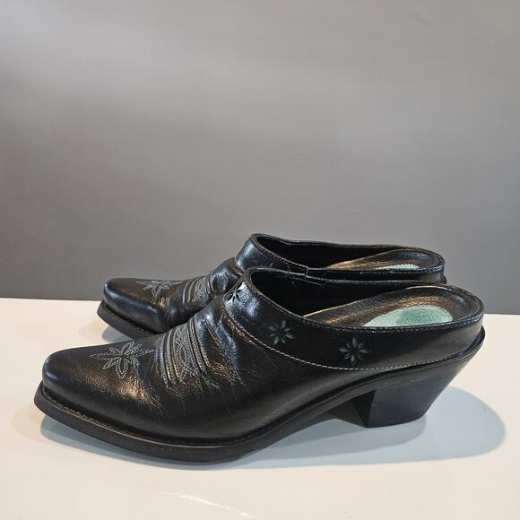 Ariat Desert Star Womens Size 7B Mules Leather Black Turquoise Western - Picture 1 of 11